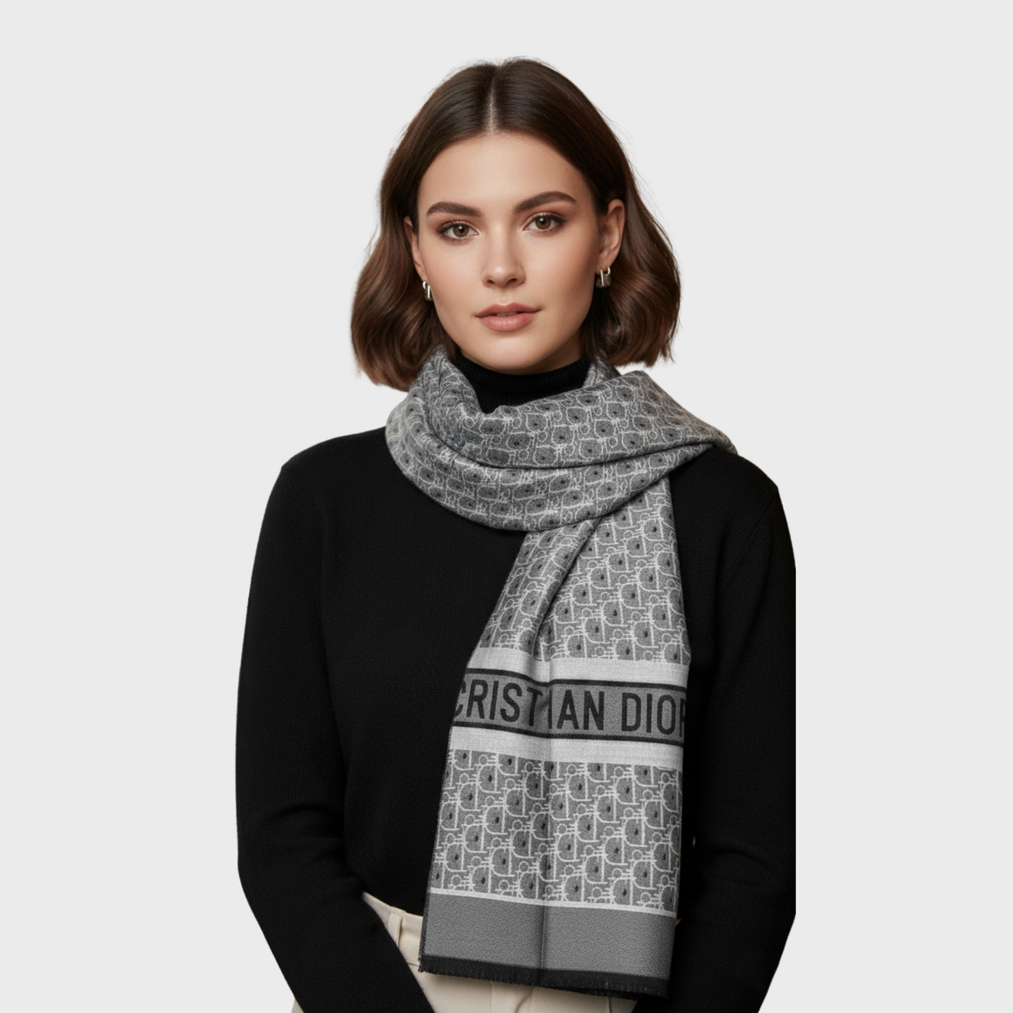 Christian Dior Gray Scarf Double Size