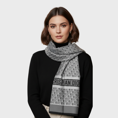 Christian Dior Gray Scarf Double Size