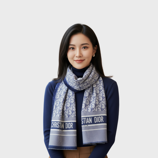 Christian Dior Gray Scarf Double Size