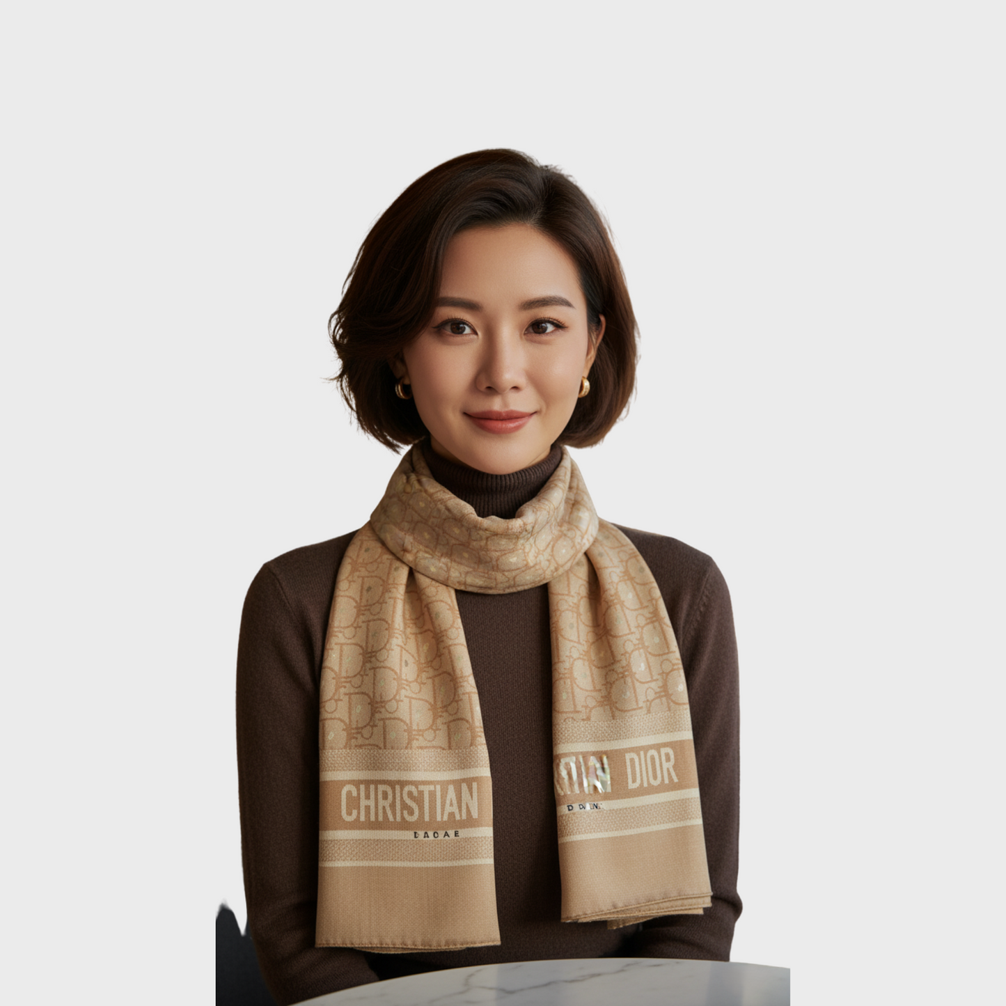 Christian Dior Gray Scarf Double Size