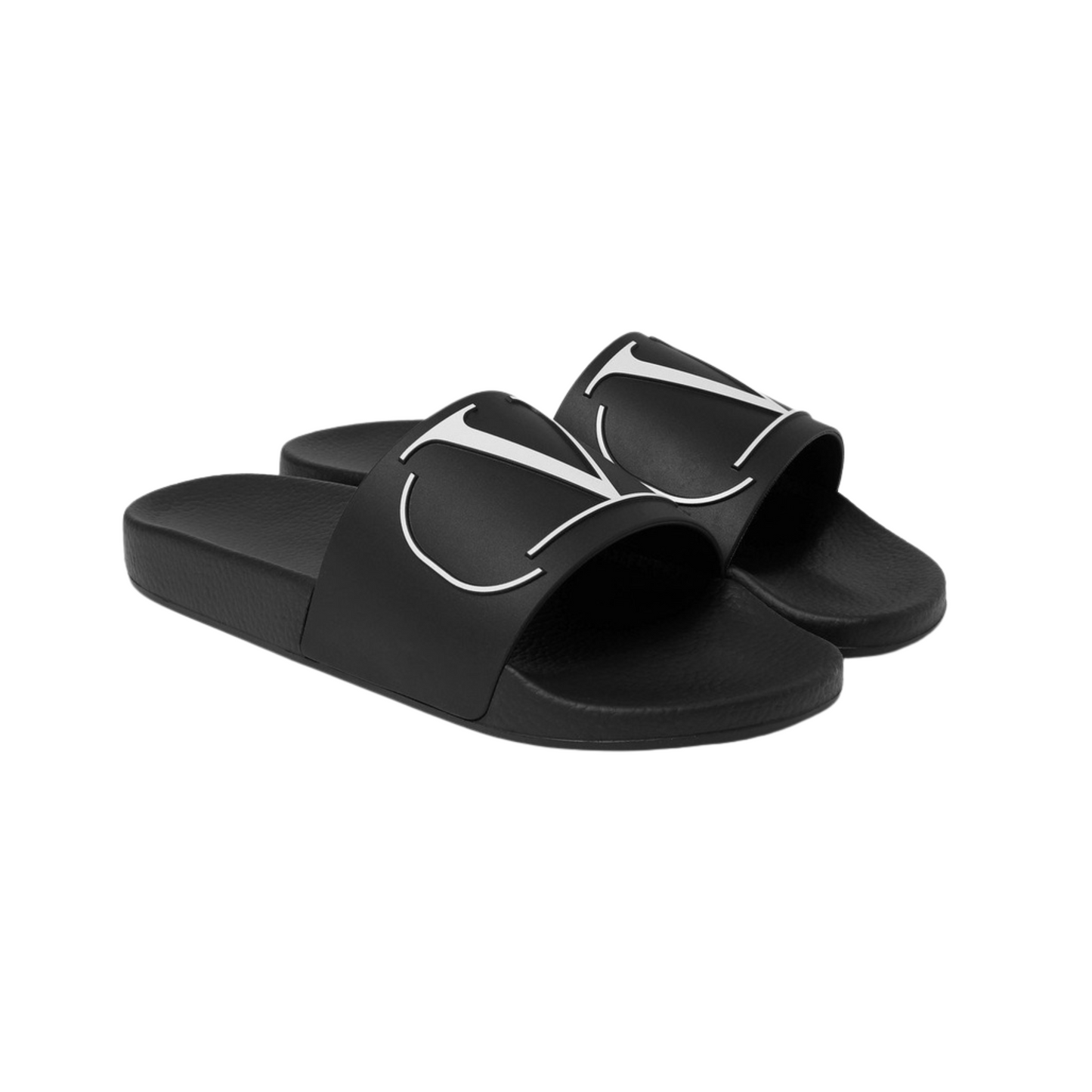 Valentino Garavani Logo Embossed Rubber Slides Black (First Copy)