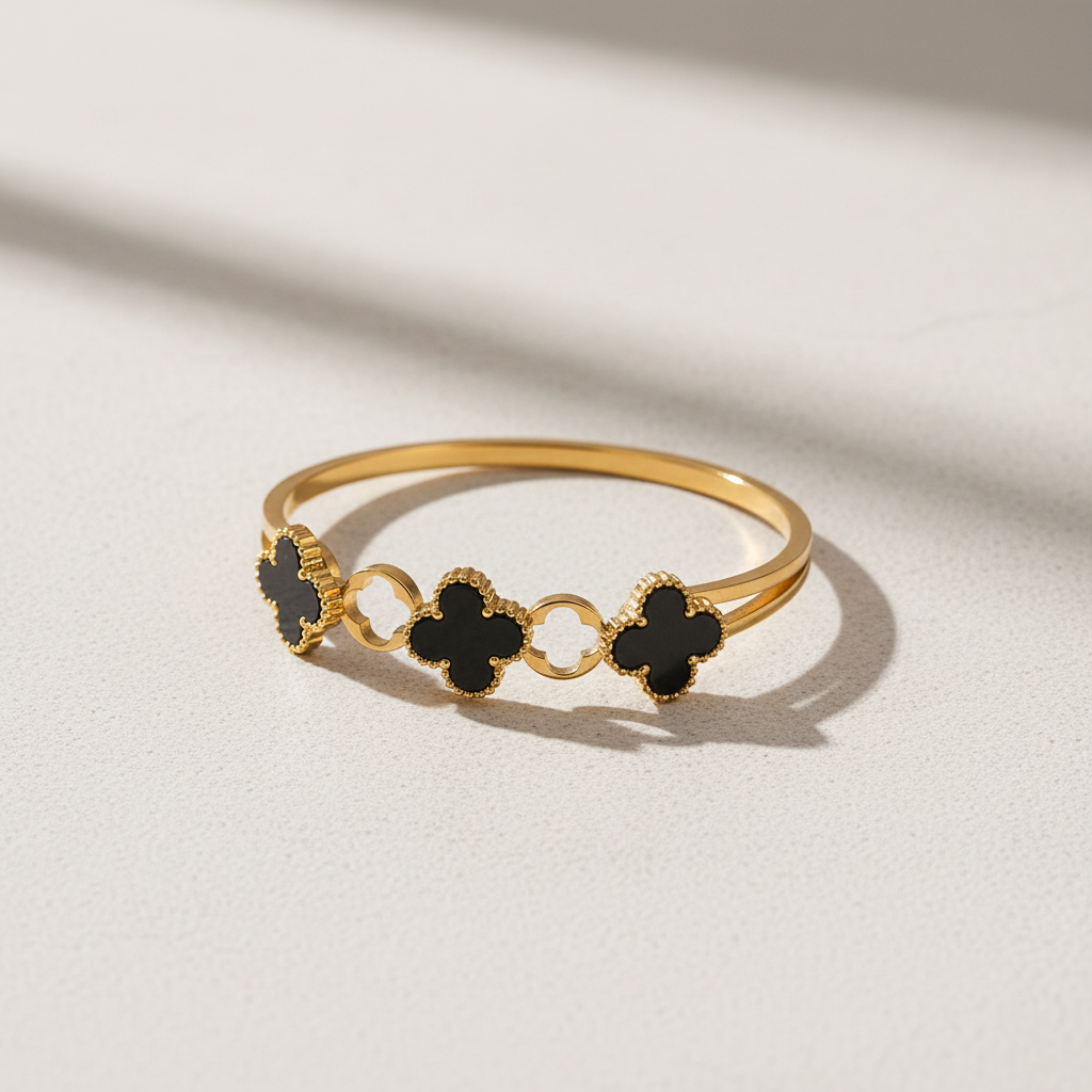 Gold Clover Luxury Bangle Bracelet