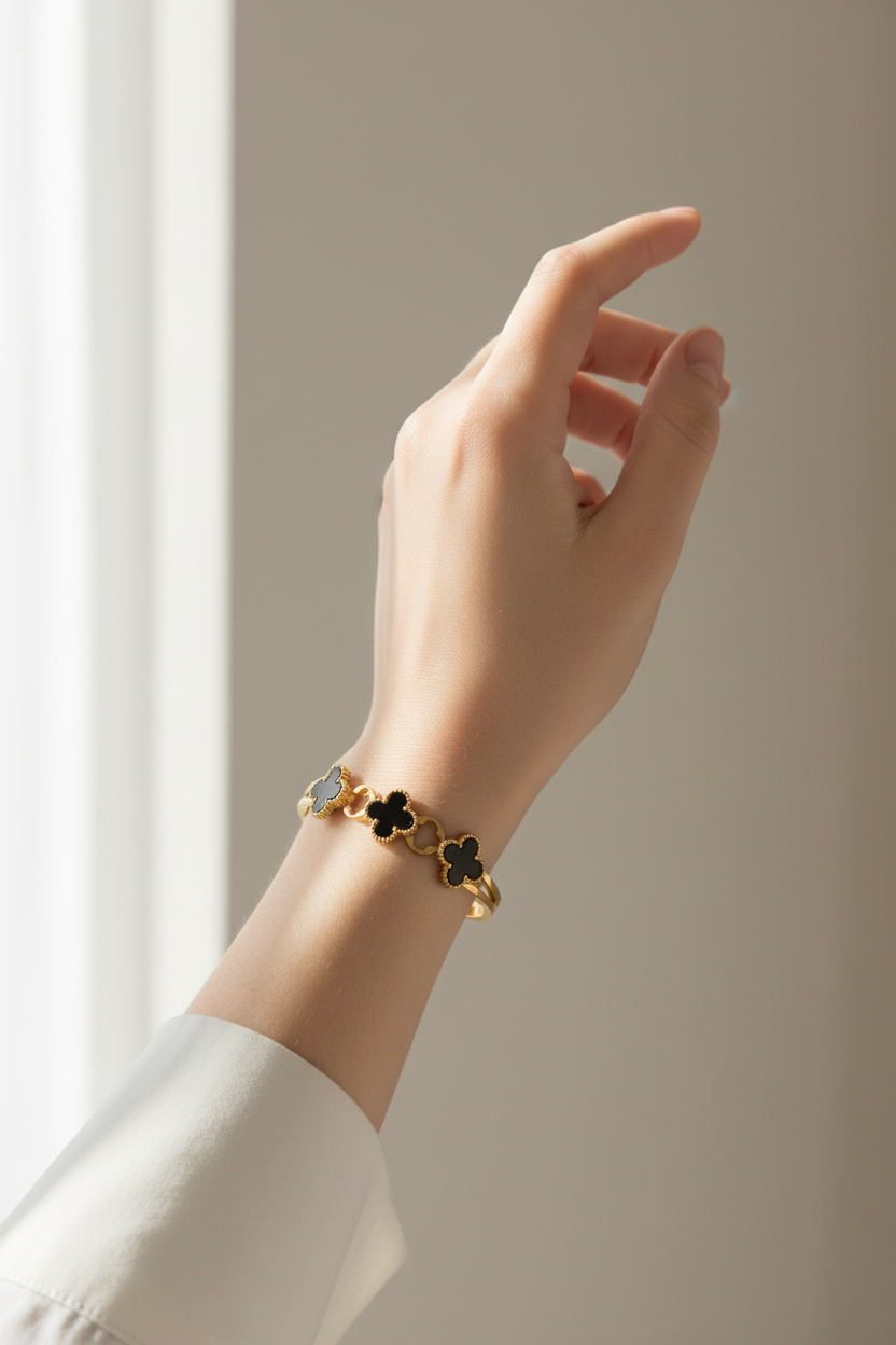 Gold Clover Luxury Bangle Bracelet