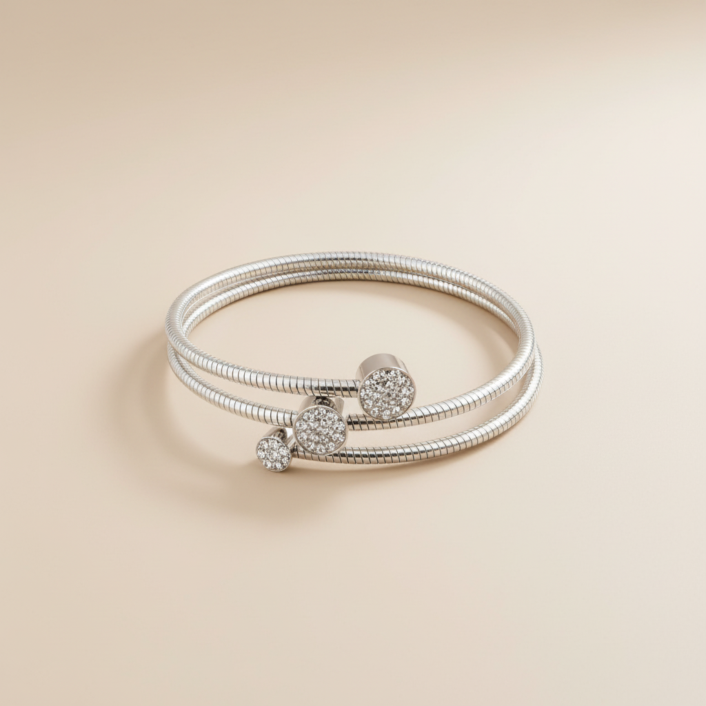 Elegant Silver Crystal Wrap Bracelet